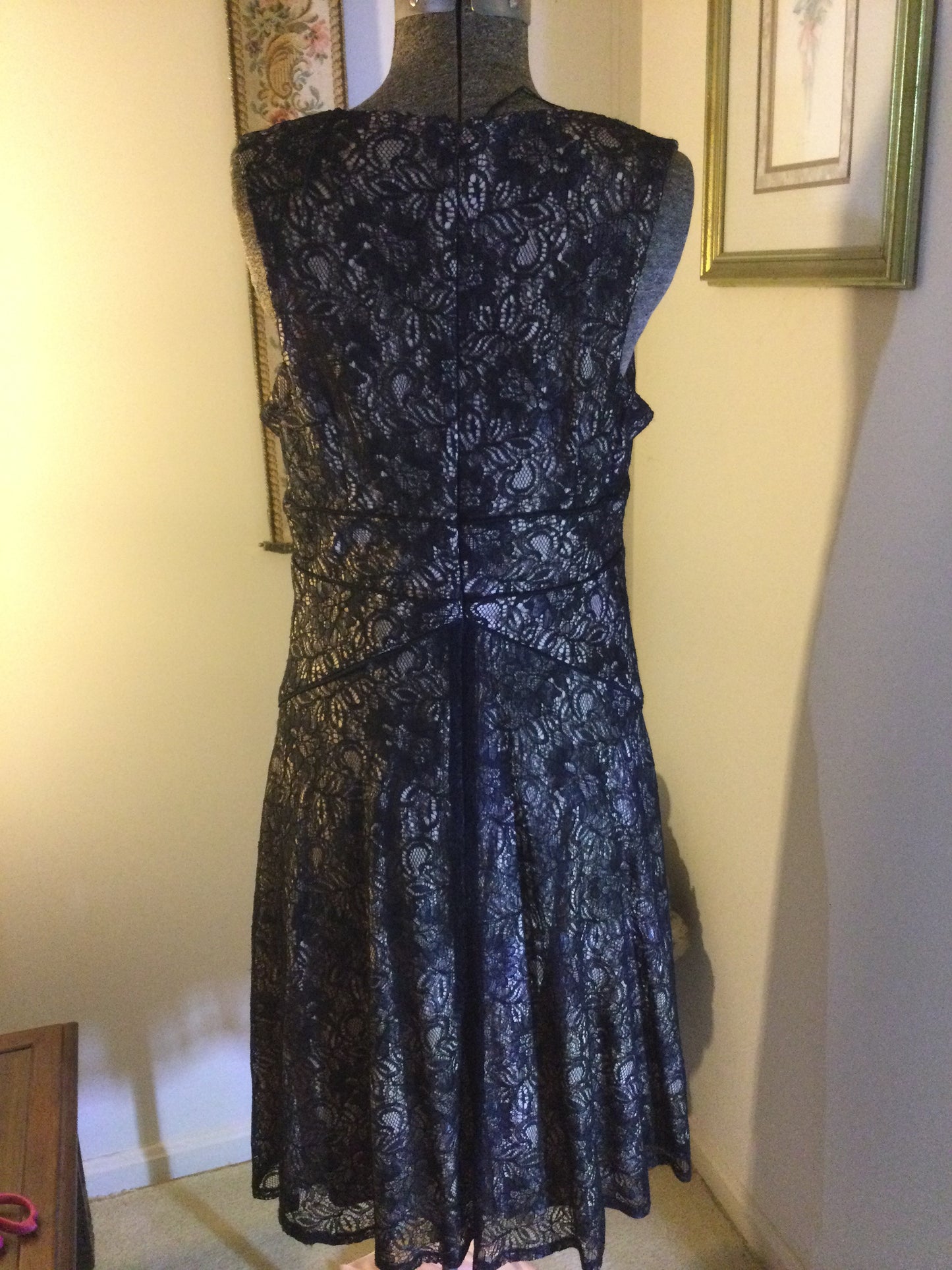 (AD#)Dress Size 10- Adrianna Papell Black Lace