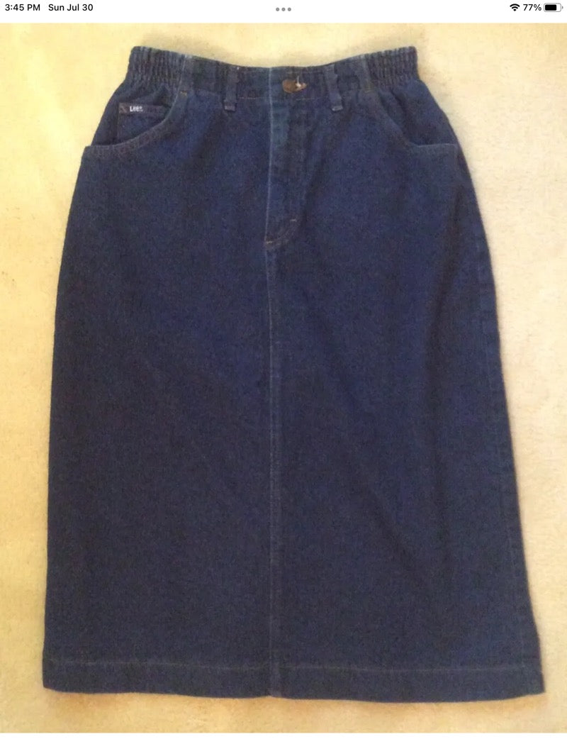 (ADS#) Vtg Lee Jeans Denim Skirt Size 10 petite