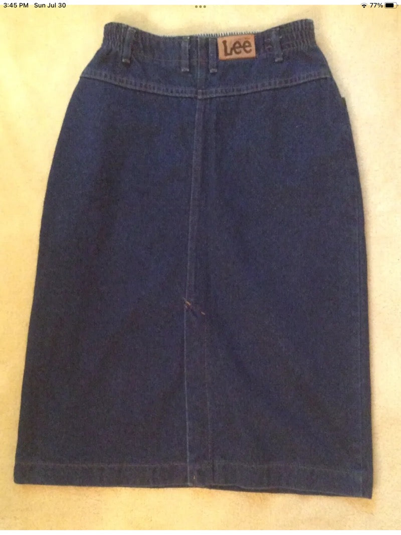 (ADS#) Vtg Lee Jeans Denim Skirt Size 10 petite